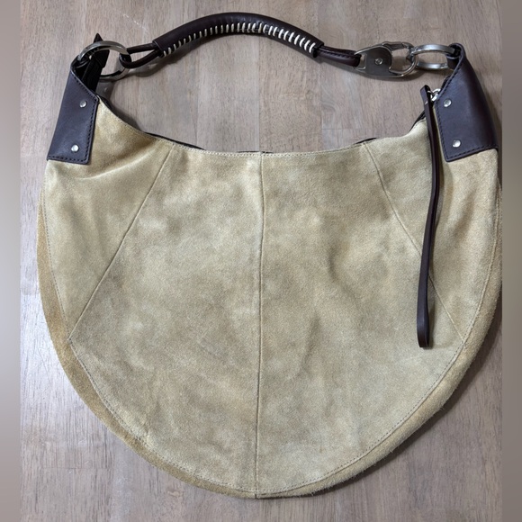 Wilsons Leather Suede Hobo Bag in Tan and Dark Brown - Picture 2 of 10